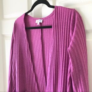 EUC Ribbed Fuchsia Purple Sarah Duster Cardigan